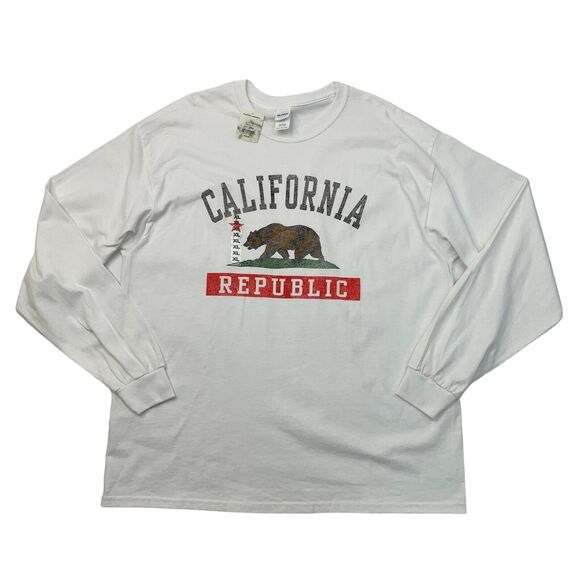 California RepublicT Shirt Mens XL Extra Large White Cotton Graphic Long Sleeve - Picture 1 of 9